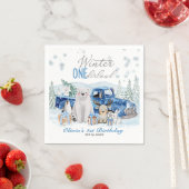 Winter Onederland Arctic Animal Boy 1st Birthday Servet (Insitu)