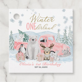Winter Onederland Arctic Animal Girl 1st Birthday Bedankjes Labels