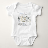Winter Onederland Arctic Animals Blue 1st Birthday Romper (Voorkant)
