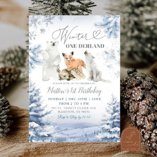 Winter Onederland Arctic Animals eerste verjaardag Kaart