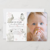 Winter Onederland Arctic Animals Girl 1e verjaarda Kaart (Voorkant)