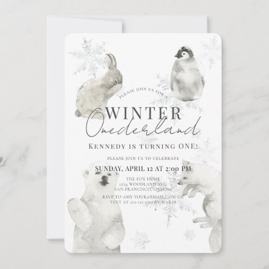 Winter Onederland Arctic Animals Kaart (Voorkant)