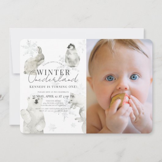 Winter Onederland Arctic Animals Kaart (Voorkant)