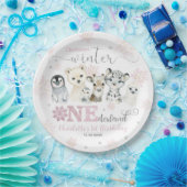 Winter Onederland Arctic Animals Snow 1st Birthday Papieren Bordje (Feest)