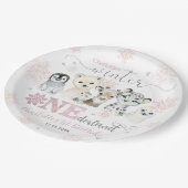 Winter Onederland Arctic Animals Snow 1st Birthday Papieren Bordje (Gekanteld)