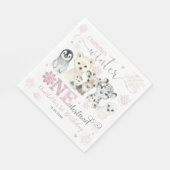 Winter Onederland Arctic Animals Snow 1st Birthday Servet (Hoek)