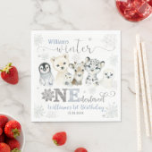 Winter Onederland Arctic Animals Snow 1st Birthday Servet (Insitu)