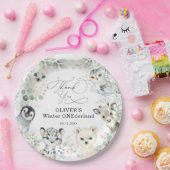 Winter ONEderland Arctic Animals Snowy Forest Papieren Bordje (Feest)