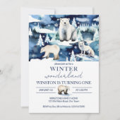 Winter onederland Arctic Animals Verjaardag sjablo Kaart (Voorkant)