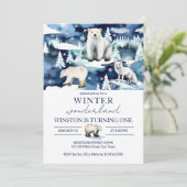 Winter onederland Arctic Animals Verjaardag sjablo Kaart (Staand voorkant)