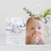 Winter Onederland Arctic Scene 1e Verjaardag Foto Kaart (Staand voorkant)