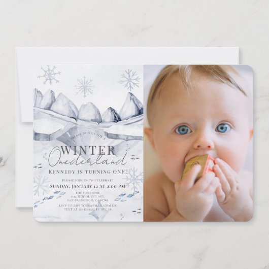 Winter Onederland Arctic Scene 1e Verjaardag Foto Kaart (Voorkant)