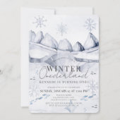 Winter Onederland Arctic Scene 1e verjaardag Kaart (Voorkant)