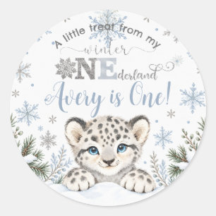 Winter Onederland Arctische Dieren 1e Verjaardag Ronde Sticker