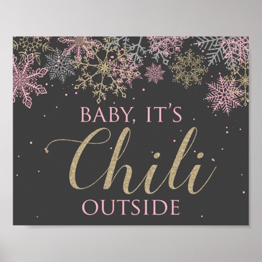 Winter ONEderland Baby Het is Chili buiten Sign Poster (Voorkant)