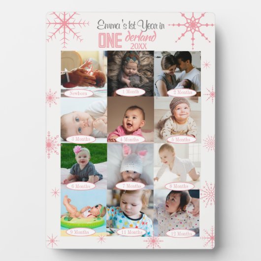 Winter onederland Baby's 1e jaar fotocollage Fotoplaat (voorkant)