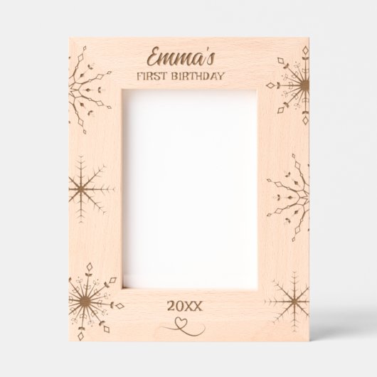 Winter Onederland Baby's 1e Verjaardag Sneeuwvlok Gegraveerde Lijstjes (Voorkant)