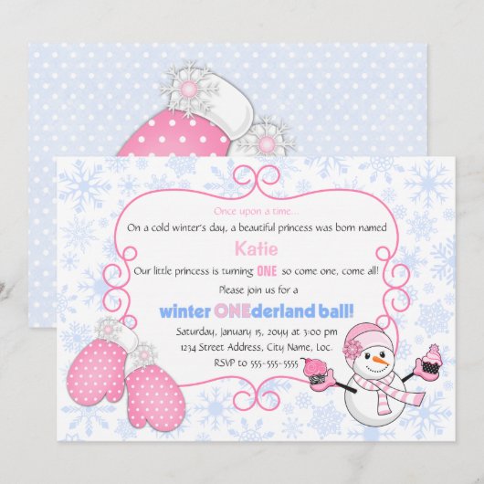 Winter Onederland Ball Birthday Kaart (Voorkant / Achterkant)