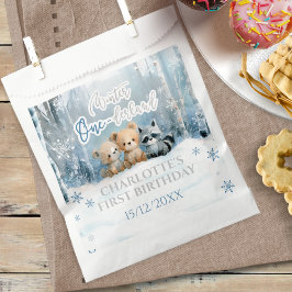 Winter Onederland Bear Blue First Birthday Party Bedankzakje