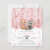 Winter Onederland Bear Pink First Birthday Budget (Voorkant)