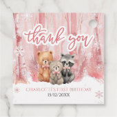 Winter Onederland Bear Pink First Birthday Party Bedankjes Labels (Achterkant)