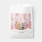 Winter Onederland Bear Pink First Birthday Party Bedankzakje (Voorkant)