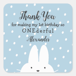 Winter ONEderland Bedankt Jongen 1e Verjaardag Bla Vierkante Sticker