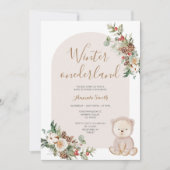 Winter onederland Beer bessen Baby shower Kaart (Voorkant)