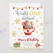 Winter Onederland Beer Birthday Invitation Kaart (Voorkant / Achterkant)