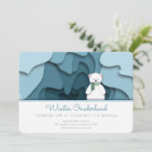 Winter Onederland Beer Boy 1e Verjaardag Kaart (Staand voorkant)