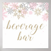 Winter Onederland Beverage Bar, Roze en Gold Poster (Voorkant)