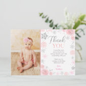 Winter ONEderland Birthday Bedankt kaarten (Staand voorkant)