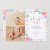 Winter ONEderland Birthday Bedankt kaarten (Voorkant / Achterkant)