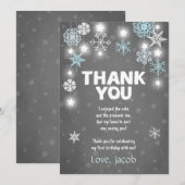 Winter ONEderland Birthday Dank u Kaart Blauwe Jon (Voorkant / Achterkant)