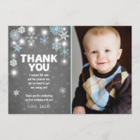 Winter ONEderland Birthday Dank u Kaart Jongen Blu