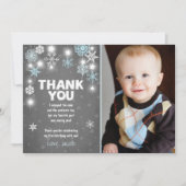 Winter ONEderland Birthday Dank u Kaart Jongen Blu (Voorkant)