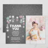 Winter ONEderland Birthday Dank u wel meisje Bedankkaart (Voorkant / Achterkant)