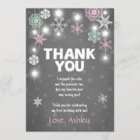 Winter ONEderland Birthday Dank u wel roze kaart