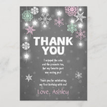 Winter ONEderland Birthday Dank u wel roze kaart