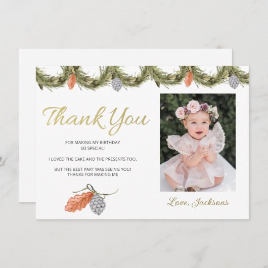 Winter Onederland Birthday Hartelijk dank Kaart (Voorkant / Achterkant)