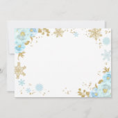 Winter ONEderland Birthday Invitation Blue Gold Kaart (Achterkant)