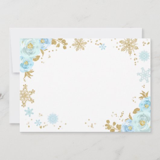 Winter ONEderland Birthday Invitation Blue Gold Kaart (Achterkant)