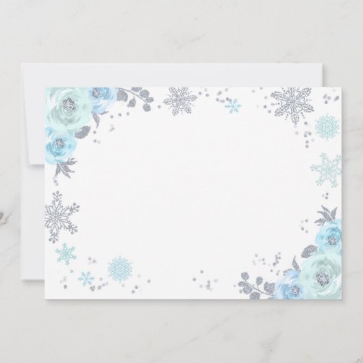 Winter ONEderland Birthday Invitation Blue Silver Kaart (Achterkant)
