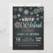 Winter ONEderland Birthday Invitation - Boy - BLK Kaart (Voorkant)