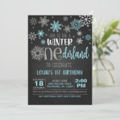 Winter ONEderland Birthday Invitation - Boy - BLK Kaart (Staand voorkant)