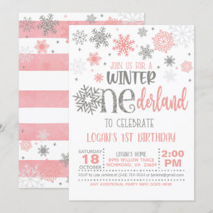 Winter ONEderland Birthday Invitation - Girl - WG Kaart