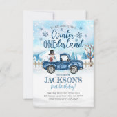 Winter Onederland Birthday Invitation, jongen Kaart (Voorkant)