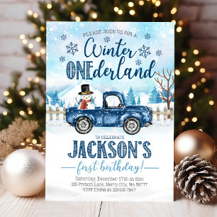 Winter Onederland Birthday Invitation, jongen Kaart