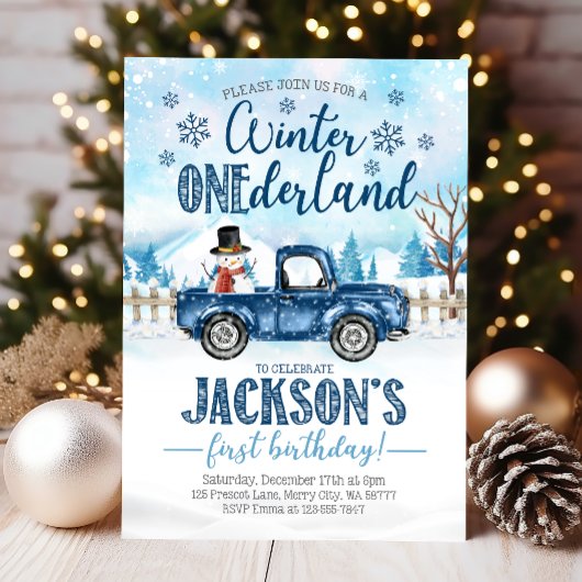 Winter Onederland Birthday Invitation, jongen Kaart