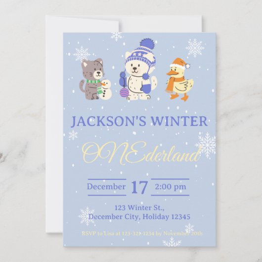 Winter ONEderland Birthday Invitation Kaart (Voorkant)